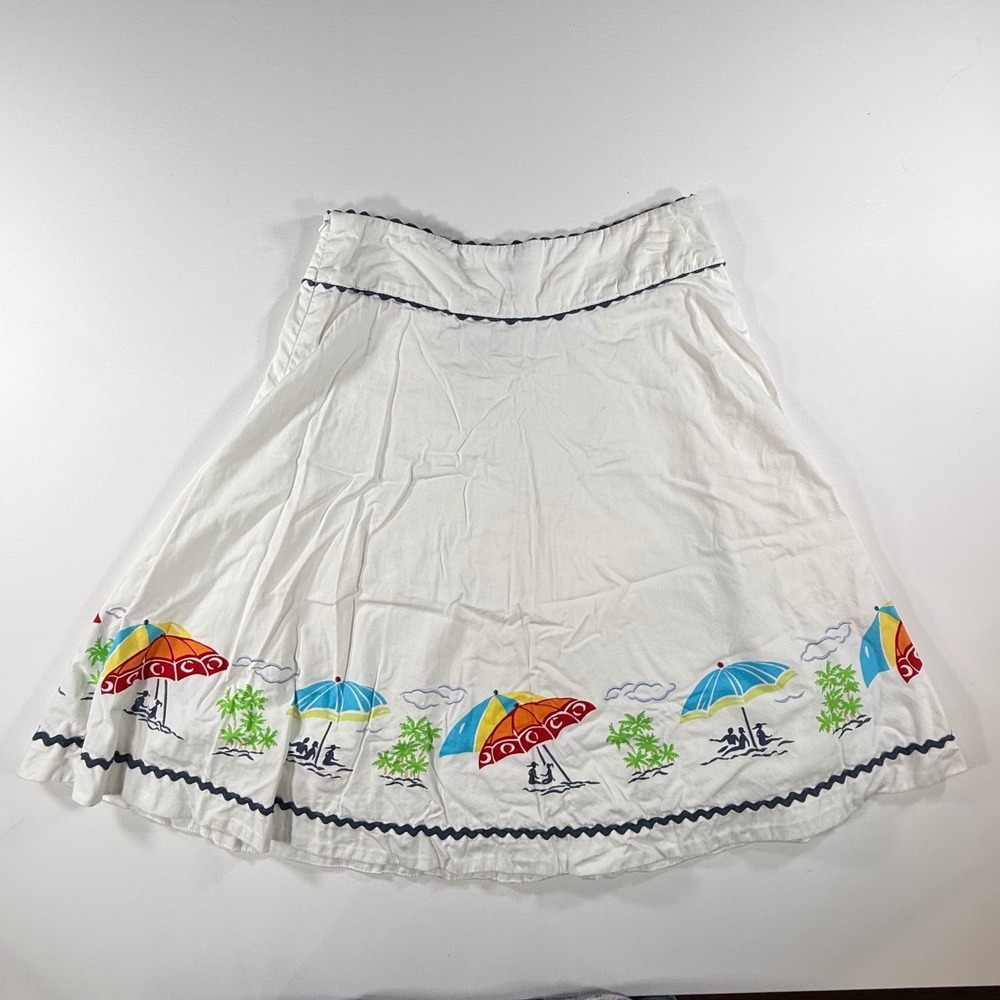VTG Liz Claiborne Beach Umbrella Skirt Women 6 White Retro Coastal Preppy Summer - Picture 9 of 13